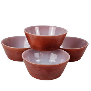 Vintage Lot of 4 Anchor Hocking Fire King cereal bowls red orange luster 17